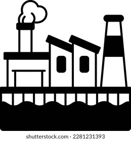 thermal oxidizer or thermal incinerator concept, hazardous gases decomposer vector icon design, Environmental pollution symbol, Chemical Biological contamination sign, Pollutants stock illustration