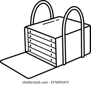 Thermal pizza delivery bag. Vector outline icon.