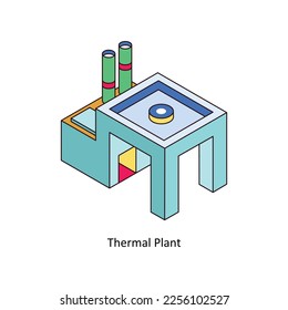 Thermal Plant Vector Isometric Outline Icon für Ihre digitalen oder gedruckten Projekte. Stockillustration