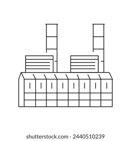 Thermal power plant color line icon. Alternative energy source. Vector isolated element. Editable stroke.