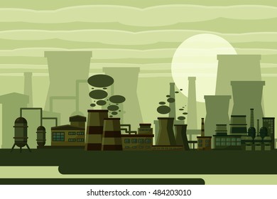 Thermal power plant concept. Industrial power plant building on a grey background