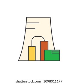 Thermal power plant line icon concept. Thermal power plant flat vector sign, symbol, illustration.