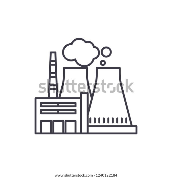 火力発電所のラインアイコンコンセプト 火力発電所のベクター画像の線形イラスト シンボル 記号 のベクター画像素材 ロイヤリティフリー