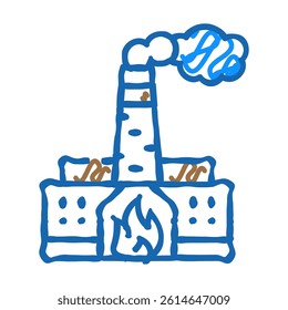 thermal power plant peat doodle icon sketch vector. thermal power plant peat sign. isolated symbol illustration