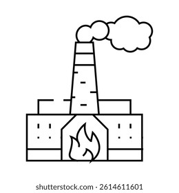 thermal power plant peat line icon vector. thermal power plant peat sign. isolated contour symbol black illustration