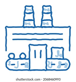 thermal power plant sketch icon vector. Hand drawn blue doodle line art thermal power plant sign. isolated symbol illustration