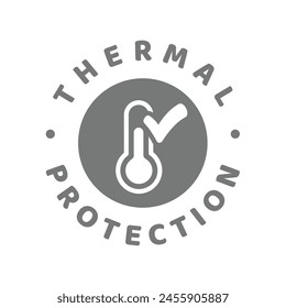 Thermal protection vector label. Heat resistant badge stamp.