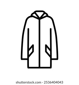 Ícone de linha preta da capa de chuva térmica. Roupas térmicas. Traçado editável.