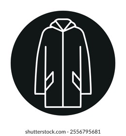 Thermal Rain Jacket black line icon. Thermo clothing. Editable stroke.