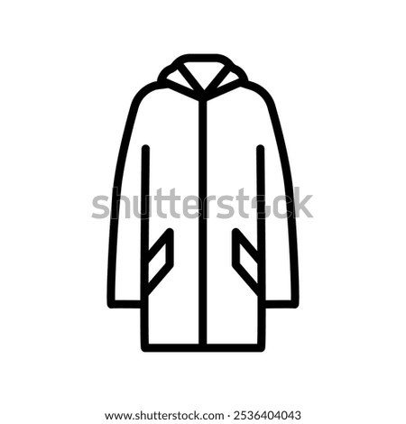Thermal Rain Jacket black line icon. Thermo clothing. Editable stroke.