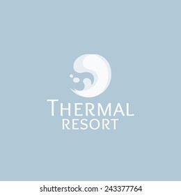 Thermal Resort Logo Design Vector Template. Water Swirl Icon