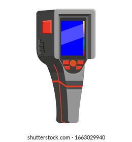 Thermische Scanner-Kamera Infrarot. Tragbare Visualisieren Sie Temperaturunterschiede Thermometer, thermographisch für die Umwelt und Menschen. Vektorillustration einzeln