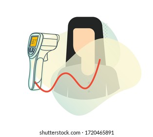 Detección térmica con termómetro sin contacto - Ilustración como archivo EPS 10