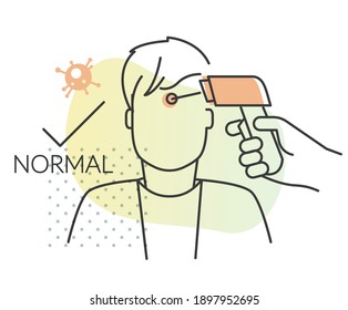 Thermal Screening with Non Contact Thermometer - Illustration as EPS 10 File