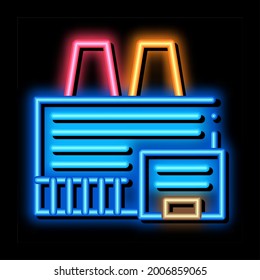 thermal station with plants neon light sign vector. Glowing bright icon thermal station with plants sign. transparent symbol illustration