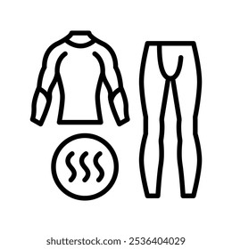 Thermal underwear black line icon. Editable stroke.