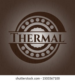 Thermal vintage wood emblem. Vector Illustration.