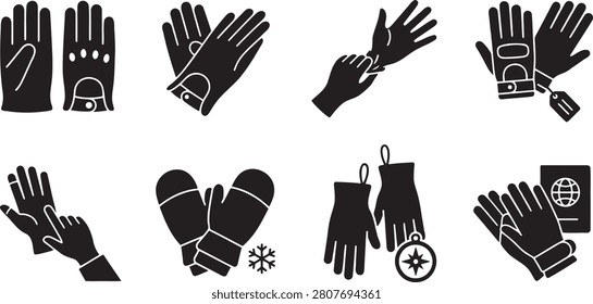 Thermal winter gloves and protective handwear icons