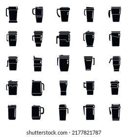 Thermo cup icons set simple vector. Coffee cup. Cap beverage