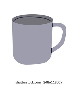 Termo taza de café para llevar. Vajilla de camping, turista y senderismo Vajillas con gorra, asa y paja. Tazas reutilizables y taza termo. Vector termos ilustraciones aisladas sobre fondo blanco. Plano