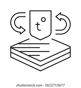 thermo fabrics properties line icon vector. thermo fabrics properties sign. isolated contour symbol black illustration