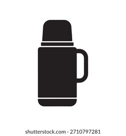 Thermo flask icon in black flat glyph, filled style isolated on white background
