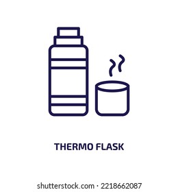 thermo flask icon from food collection. Thin linear thermo flask, flask, travel outline icon isolated on white background. Line vector thermo flask sign, symbol for web and mobile