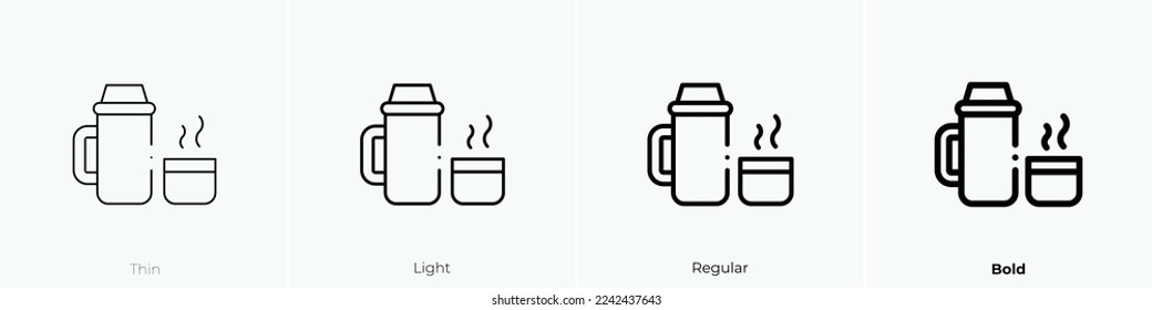 thermo flask icon. Thin, Light Regular And Bold style design isolated on white background