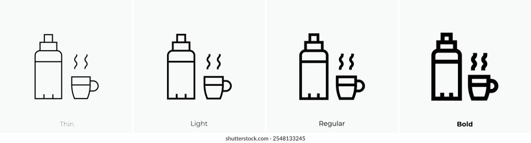 thermo flask icon. Thin, Light Regular And Bold style design isolated on white background