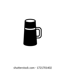 Thermo flask vector icon in black solid flat design icon isolated on white background