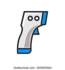 Thermo gun icon vector isolated on white background from medical healthcare collection. protection from coronavirus. flat color style.