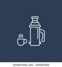 Thermo icon. Thermo linear design concept from Camping collection. Simple element vector illustration on dark blue background.