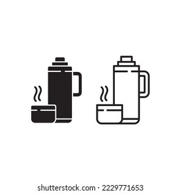 Thermos Bottle Line Icon. Vacuum Flask. Hot Water. Stock Vector by ©Krolja  186821206