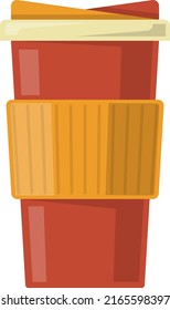 Thermo mug flat icon. Hot drink container