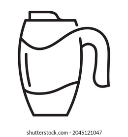 Icono de la taza térmica. Matraz o frasco con bebida caliente. Ilustración vectorial plana.Ilustración vector de contorno.