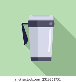 Thermo mug icon flat vector. Cup coffee. Travel flask
