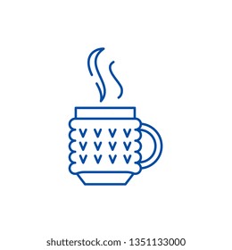 Thermo mug line icon concept. Thermo mug flat  vector symbol, sign, outline illustration.