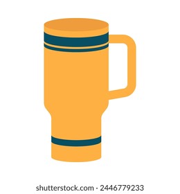 Thermo mug. Thermos icon in a flat style isolated on white background. Vector illustration