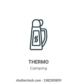 Thermo outline vector icon. Thin line black thermo icon, flat vector simple element illustration from editable camping concept isolated on white background