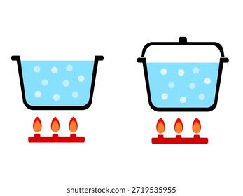 Ilustración vectorial gráfica de proceso termodinámico de caldera y estufa. Elemento de propósito educativo Arte de Clip. Aprendizaje físico