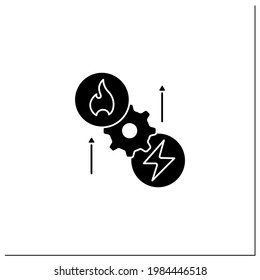 Thermoelectric generator glyph icon. Seebeck generator. Thermal energy conversion to electrical energy. Electricity concept.Filled flat sign. Isolated silhouette vector illustration