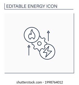 Thermoelectric generator line icon. Seebeck generator. Thermal energy conversion to electrical energy. Electricity concept. Isolated vector illustration. Editable stroke