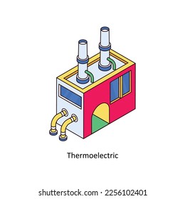 Icono de contorno de vectores termoeléctricos Isometric relleno para sus proyectos digitales o de impresión. ilustración de stock