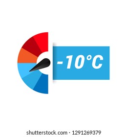 thermometer with -10 degrees Celsius