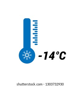 thermometer with -14 degrees Celsius