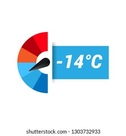 thermometer with -14 degrees Celsius