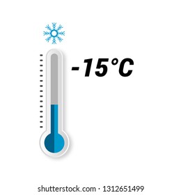 thermometer with -15 degrees Celsius