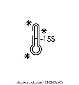 thermometer -15 snow concept line icon. Simple element illustration. thermometer -15 snow concept outline symbol design from Winter set. Can be used for web and mobile UI/UX