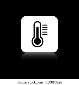 Thermometer - black vector icon on the white button