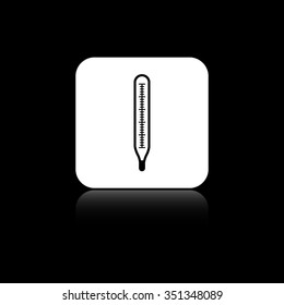 Thermometer - black vector icon on the white button